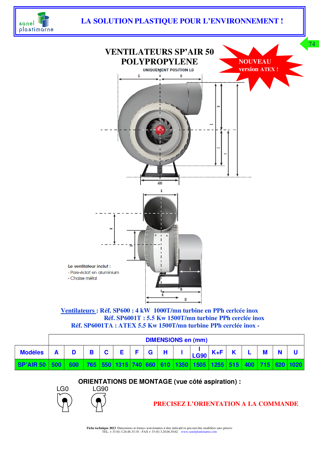 ventilateur PP anti corrosif